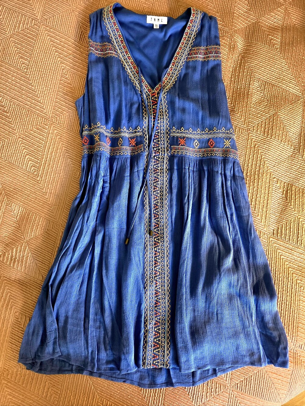 THML Royal Blue Embroidered Dress